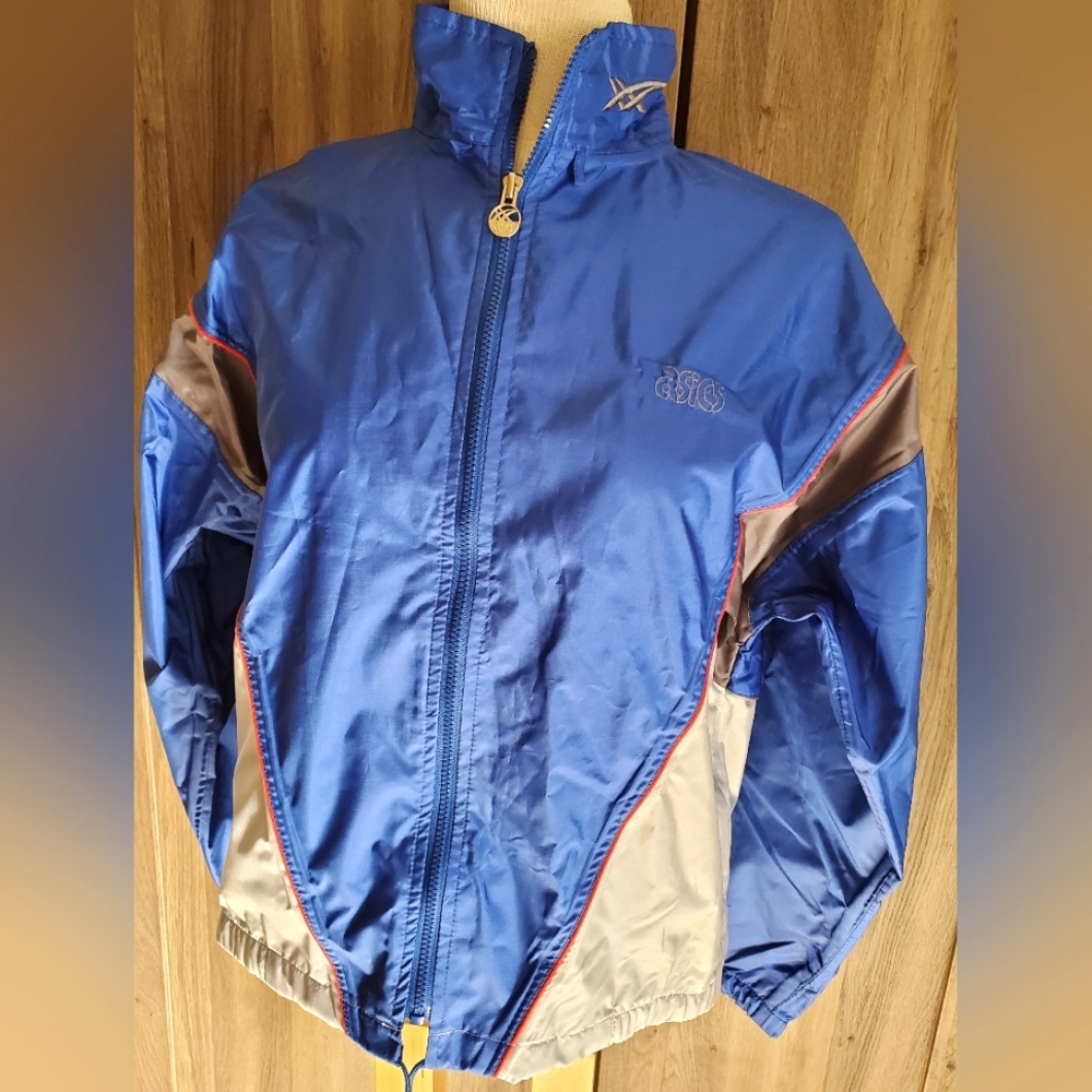 ASICS Windbreaker suit size Small. Blue & Silver